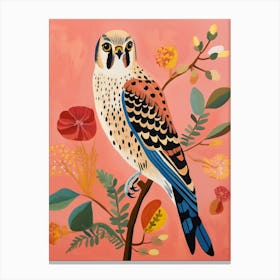 Pink Scandi American Kestrel 3 Canvas Print