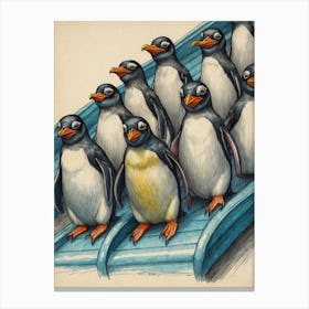 Penguins On Roller Coaster Canvas Print