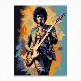 Jimi Hendrix Retro Portrait 3 Canvas Print