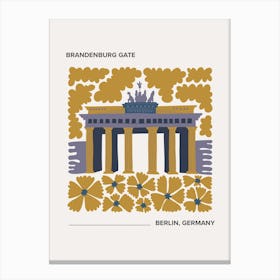Brandenburg Gate   Berlin, Germany, Warm Colours Illustration Travel Poster 2 Canvas Print
