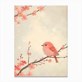 Pink Bird On A Branch Canvas Print