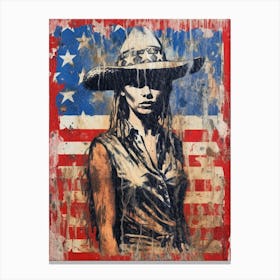 Expressionism Cowgirl Red And Blue 7 Canvas Print