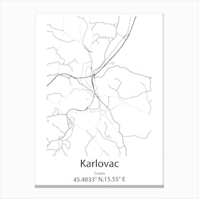 Karlovac,Croatia Minimalist Map Canvas Print