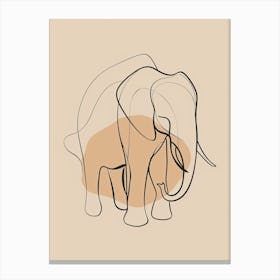 Elephant Drawing - Boho, Line Art 3 Canvas Print