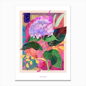 Hydrangea 3 Neon Flower Collage Poster Canvas Print