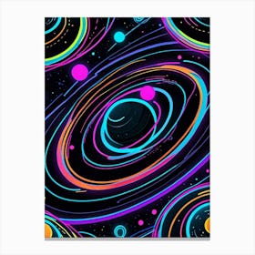 Default Neon Black Light Sgraffito Solar System 3d Illustratio 3 (6) Canvas Print