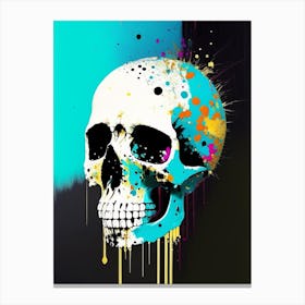 Skull With Splatter Effects Matisse Style Canvas Print