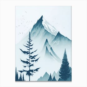 Mountain And Forest In Minimalist Watercolor Vertical Composition 161 Canvas Print