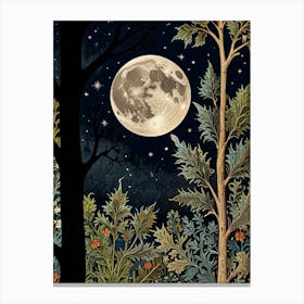 Moonlight In The Woods Style William Morris Art Print Canvas Print