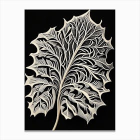 Peach Leaf Linocut 5 Canvas Print