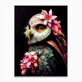 Owl With Flowers 1 Canvas Print