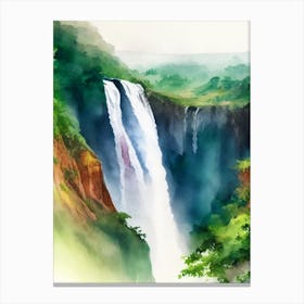 Jog Falls, India Water Colour  (2) Canvas Print