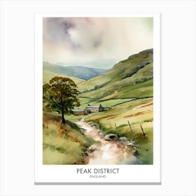 Peak District 10 Watercolour Travel Poster Canvas Print