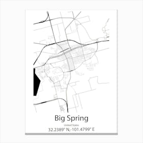 Big Spring,United States Minimalist Map 1 Canvas Print