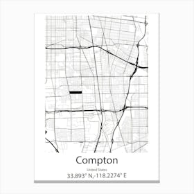 Compton,United States Minimalist Map 1 Canvas Print