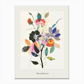 Moonflower 1 Collage Flower Bouquet Poster Canvas Print