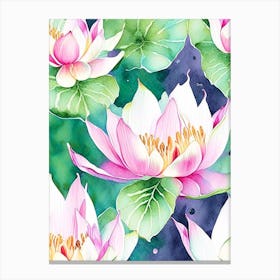 Lotus Flower Pattern Watercolour 2 Canvas Print
