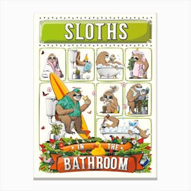 Sloths In The Bathroom Canvas Print