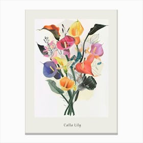 Calla Lily Collage Flower Bouquet Poster Canvas Print