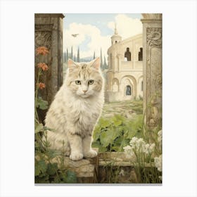 Cat In Front Of A Medieval Castle 4 Canvas Print