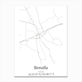 Benalla,Australia Minimalist Map Canvas Print