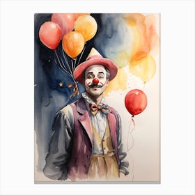 Clown With Balloons 4 Canvas Print