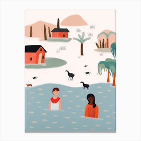 Summer In India, Tiny People And Illustration 2 Canvas Print