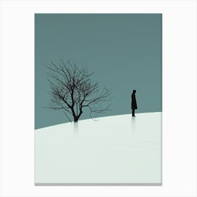 Man In The Snow, Minimalism Canvas Print