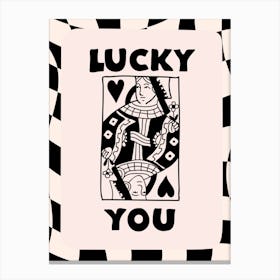 Lucky You Queen Of Hearts In Black Canvas Print