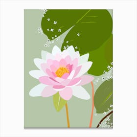 Water Lily | 02 – Green And Pink Canvas Print