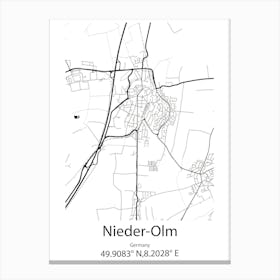 Nieder Olm,Germany Minimalist Map Canvas Print