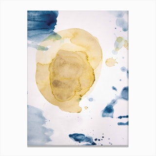 Aquarelle Mustard Yellow Meets Sea Blue Canvas Print