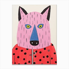 Pink Polka Dot Timber Wolf Canvas Print