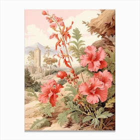 Chinese Hibiscus Flower Victorian Style 0 Canvas Print