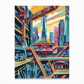 The Vessel New York Colourful Silkscreen Illustration 4 Canvas Print
