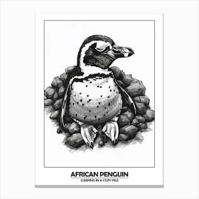 Penguin Sleeping In A Cozy Pile Poster 1 Canvas Print