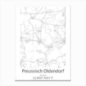 Preussisch Oldendorf,Germany Minimalist Map Canvas Print