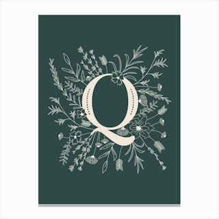 Botanical Letter Q Canvas Print