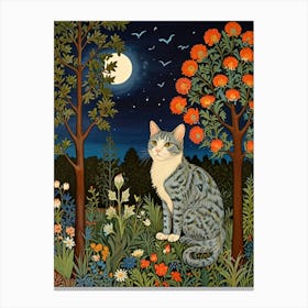 William Morris Cat In The Moonlight 8 Canvas Print