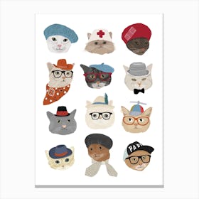 Cats In Hats Canvas Print