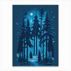 A Fantasy Forest At Night In Blue Theme 3 Canvas Print