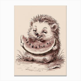 Hedgehog Eating Watermelon 3 Canvas Print