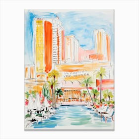 The Wynn Las Vegas   Las Vegas, Nevada   Resort Storybook Illustration 2 Canvas Print