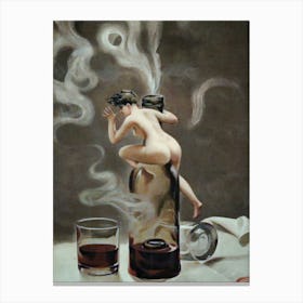 Le Vin Ginguet - Famous Cover Painting by Luis Ricardo Falero, Nude Witchy Sprite Fairy Pagan Gothic Cool Canvas Print