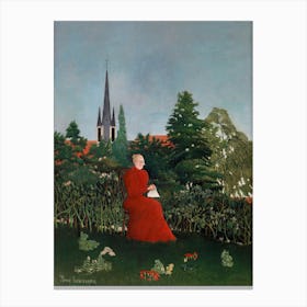 Portrait Of A Woman In A Landscape, Henri Rousseau Canvas Print