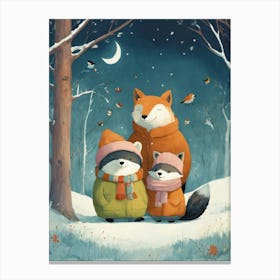 Family Of Foxes Canvas Print