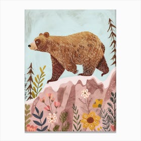 Sloth Bear Walking On A Mountrain Storybook Illustration 1 Canvas Print
