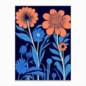Blue Flower Illustration Gaillardia 3 Canvas Print