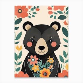 Floral Cute Baby Bear Nursery (13) Canvas Print