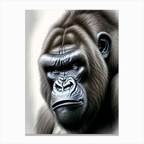 Angry Gorilla Gorillas Greyscale Sketch 2 Canvas Print